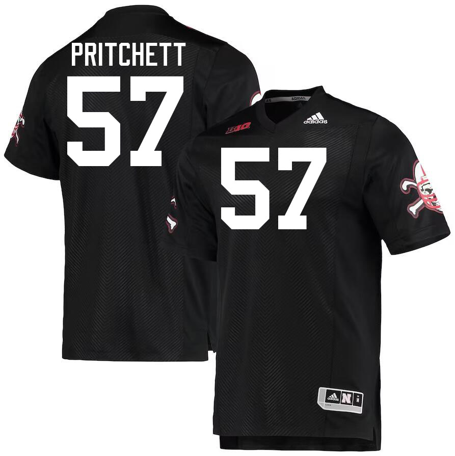 Nebraska Cornhuskers #57 Elijah Pritchett College Football Jerseys Stitched-Black